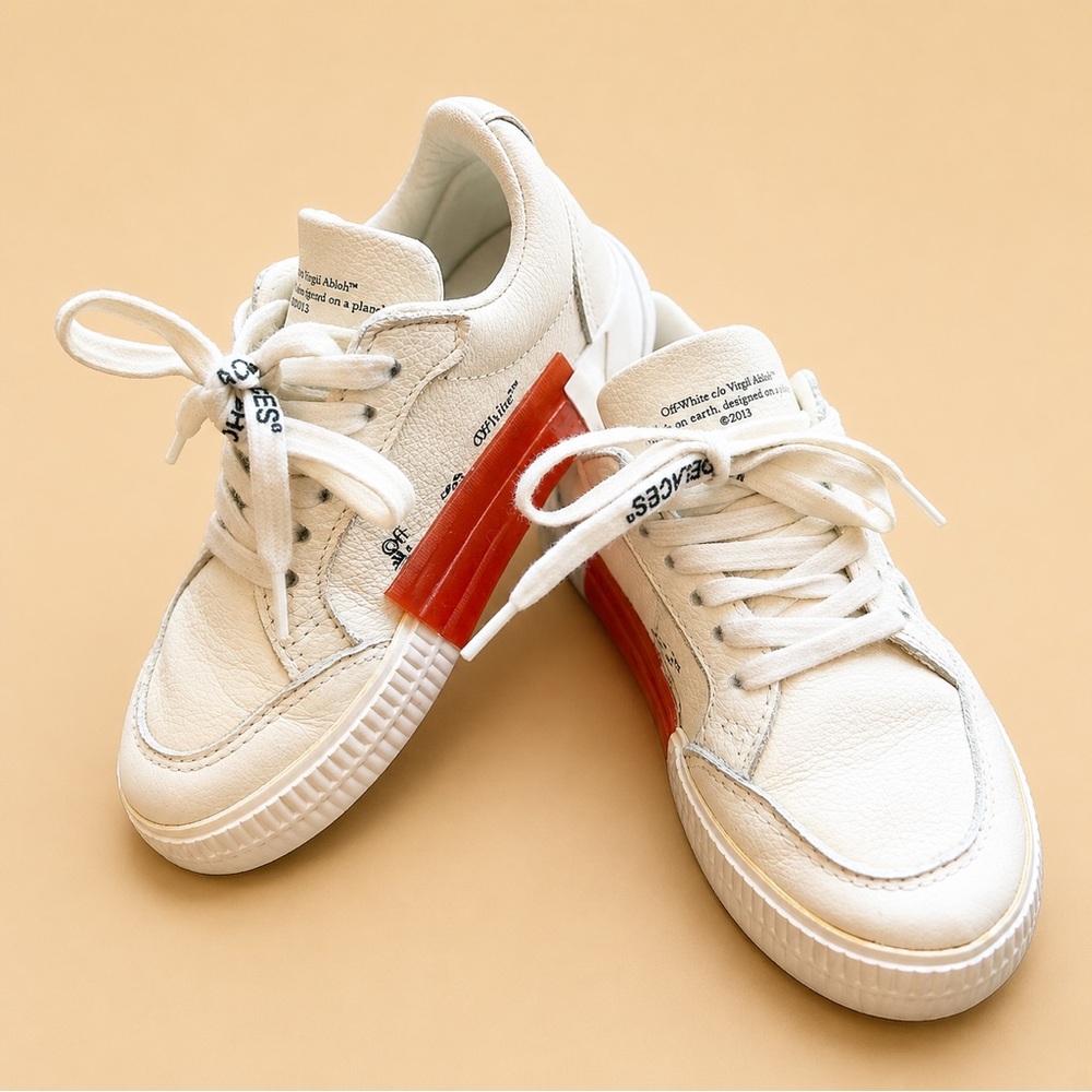 Off-White Kids White Leather Sneakers Size EU 27 / US 10 Toddler Shoes w/ Box